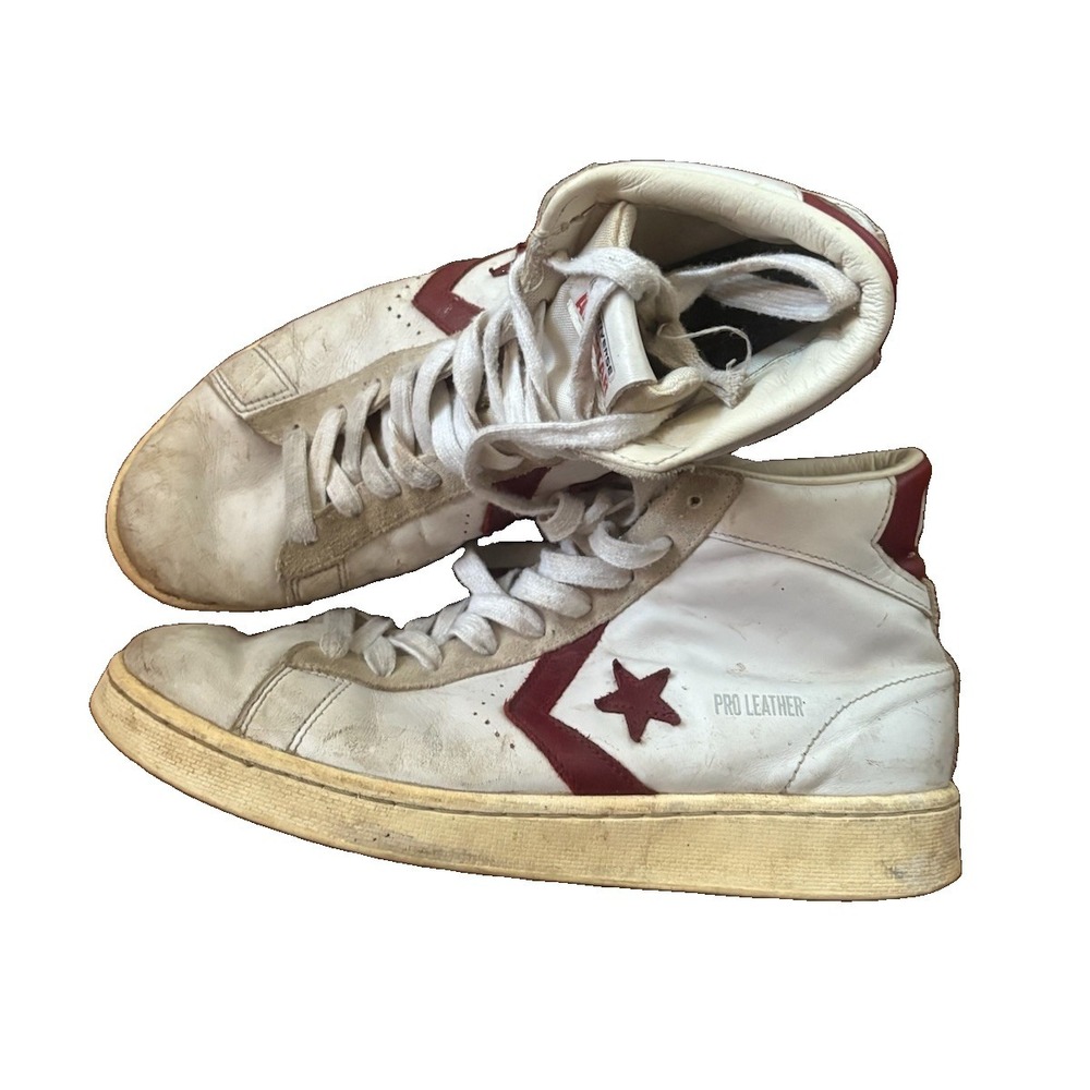 Converse Pro Leather High White Red Mens 10.5 Womens 12 Sneaker 170359C